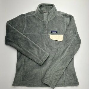 Patagonia RE-TOOL SNAP-T Gray Pullover Tan Accents W S Pockets LOGO